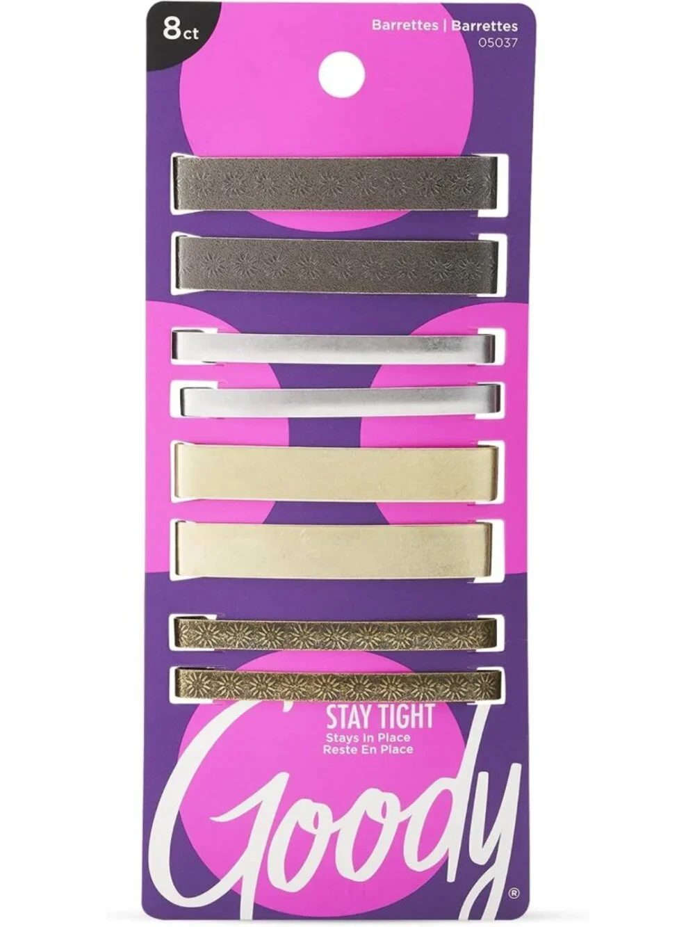 Versatile Non-Slip Hair Barrettes - 8 Assorted Metallic Clips for All Hair Types